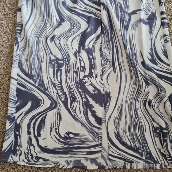 A NEW DAY | SKIRT RUCHED SATIN MIDI SLIT WHITE/GRAY SIZE SMALL - Picture 6 of 10